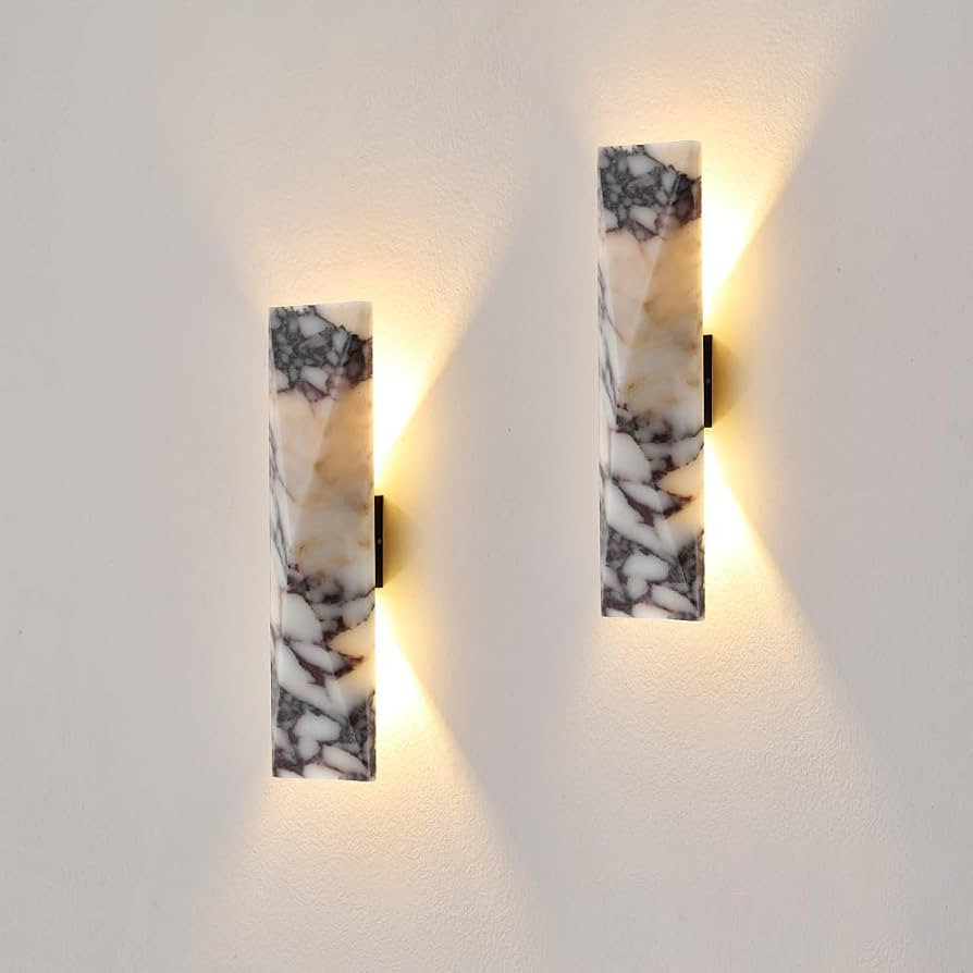 2-Pack 12.6in Natural Alabaster Marble Wall Sconce LED Waterproof Outdoor Indoor Wall Lamp Nordic... | Amazon (US)