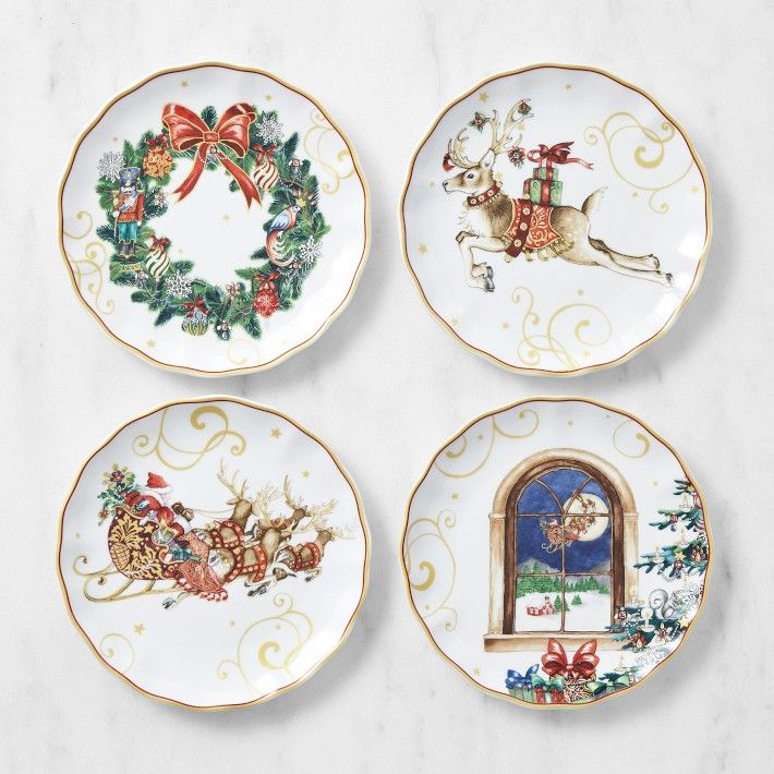 'Twas the Night Before Christmas Appetizer Plates, Mixed, Set of 4 | Williams-Sonoma
