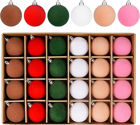 24pcs Velvet Christmas Balls Flocked Christmas Tree Ball Ornaments, 2024 Upgrade 2.36 Inches Chri... | Amazon (US)