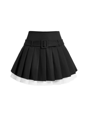 Mini Black Pleated Belted Skirt | Amazon (US)