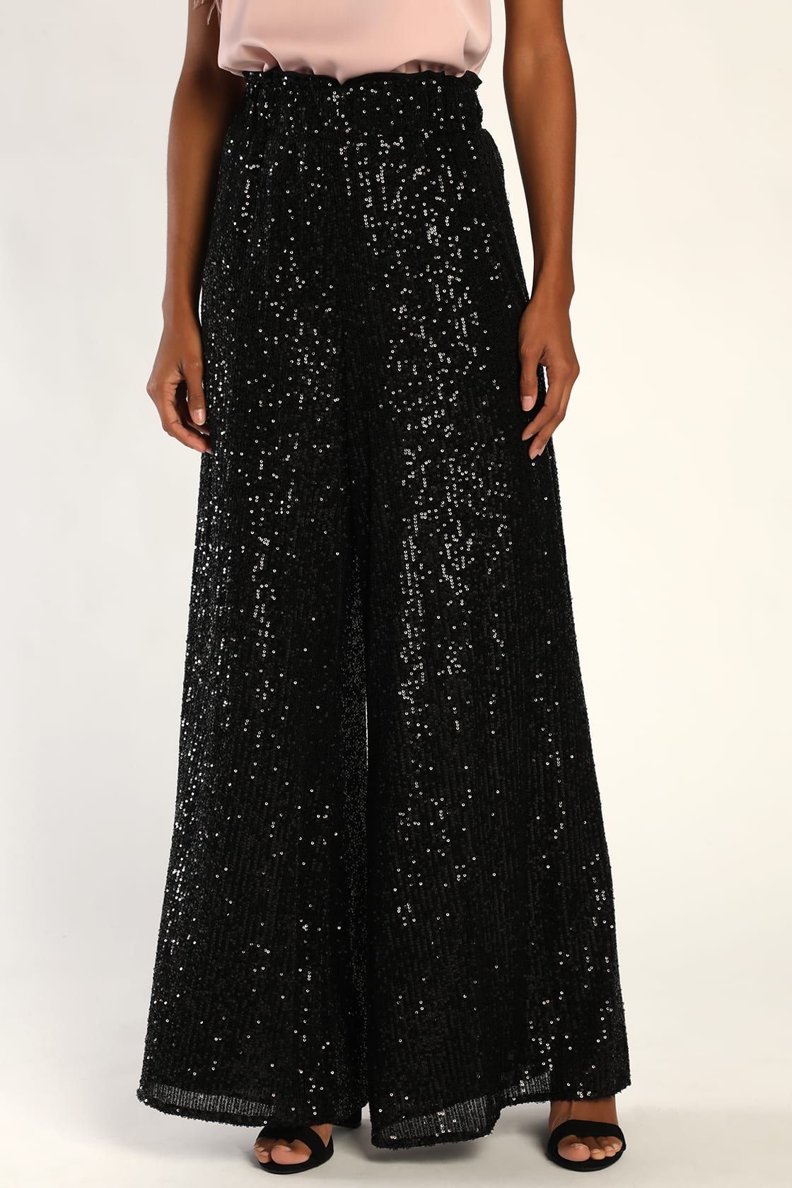 Flawless Sparkle Black Sequin Wide-Leg Pants | Lulus (US)