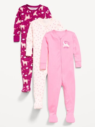Snug-Fit 2-Way-Zip Pajama One-Piece 3-Pack for Toddler & Baby | Old Navy (US)