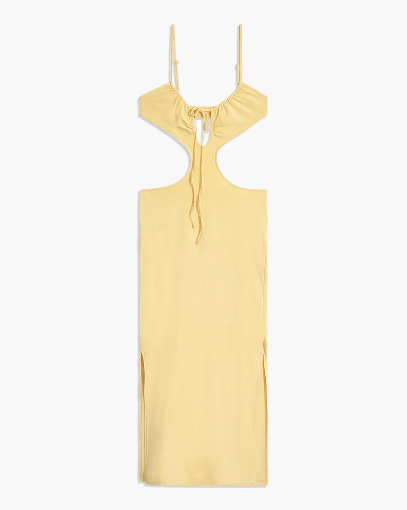 Ruched Jersey Knit Cut Out Maxi Dress - XL Sand | We Wore What