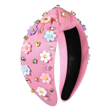 Flower Headbands for Women Girls Crystal Jeweled Embellished Knotted Headband Statement Summer He... | Amazon (US)