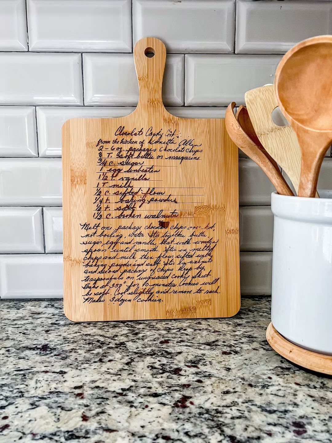 Handwritten Recipe Engraved Cutting Board Bamboo Personalized - Etsy | Etsy (US)