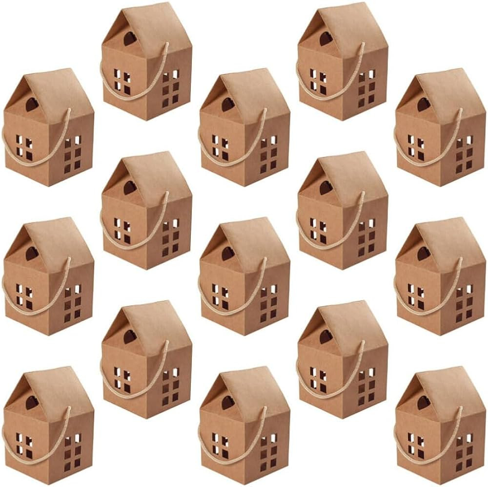 BESPORTBLE House Shaped Boxes, 15Pcs Paper Houses for Crafts Cardboard Gingerbread House Christmas House Shaped Candy Boxes Cookie Boxes for Xmas Wedding Birthday Baby Shower Party Favor | Amazon (US)