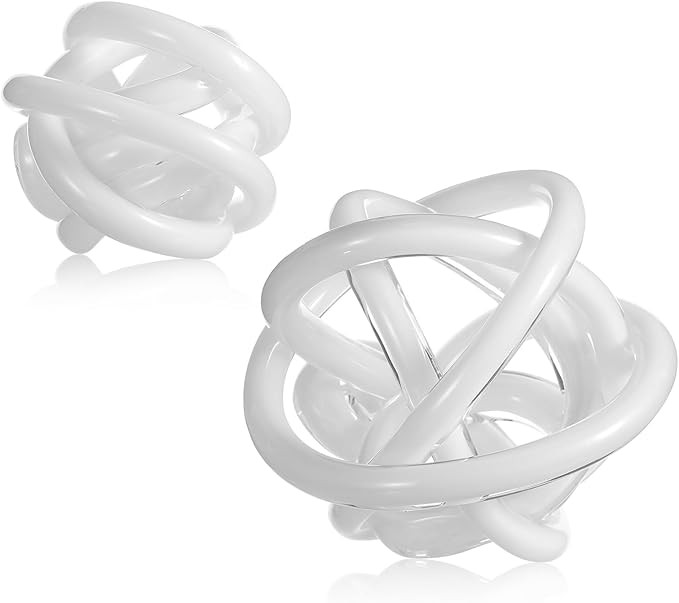 2 Pcs Glass Knot Decor 3.9''/5.9'' Large Orbit Glass Ball for Shelf Decor Accents Tabletop Center... | Amazon (US)