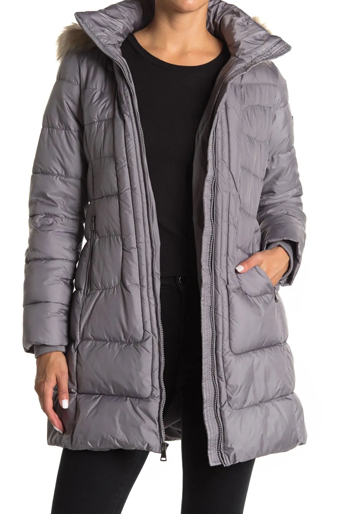 Larry Levine | Faux Fur Hood & Faux Shearling Lined Puffer Jacket | Nordstrom Rack | Nordstrom Rack