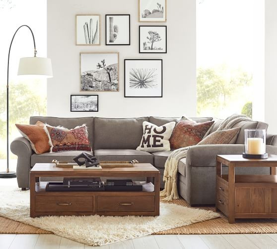 Pearce Roll Arm Upholstered 3-Piece Sectional with Wedge | Pottery Barn (US)