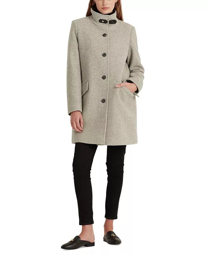 Women's Wool Blend Buckle-Collar Coat | Macy's