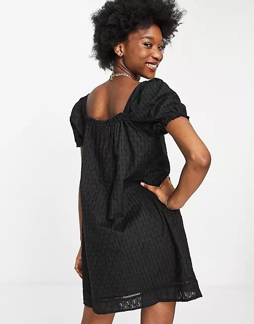 Cotton:On puff sleeved dress in black | ASOS (Global)