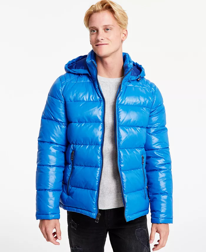 GUESS Men's Hooded Puffer Coat - Macy's | Macy's