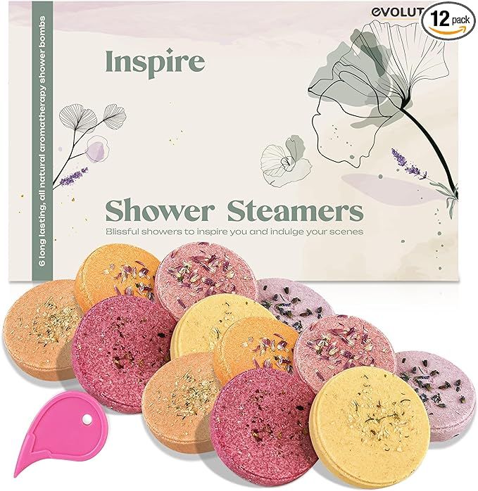 Inspire Organic Shower Steamers Gift Set, 12 Shower Bombs Women, Self Care Gifts, Shower Bomb Aro... | Amazon (US)