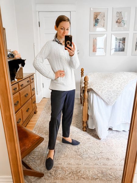 Casual Spring outfit!
Sweater is old, linked similar. 
Wearing size XSP J.Crew Factory shirt. 
Size 00P Banana Republic Factory pants. 
Size 6.5 Birdies loafers, 20% off all Birdies with code MODERNPETITEDAILY_Birdies. 
Petite outfit. Neutral outfit. Spring outfit. Classic outfit. Preppy outfit  

#LTKworkwear #LTKstyletip #LTKfindsunder50