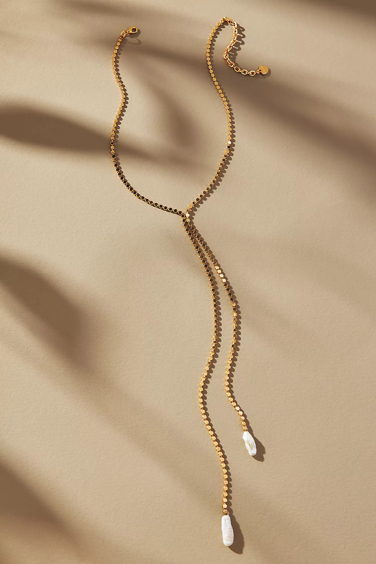 Gold-Plated Pearl Pendant Lariat Necklace | Anthropologie (UK)