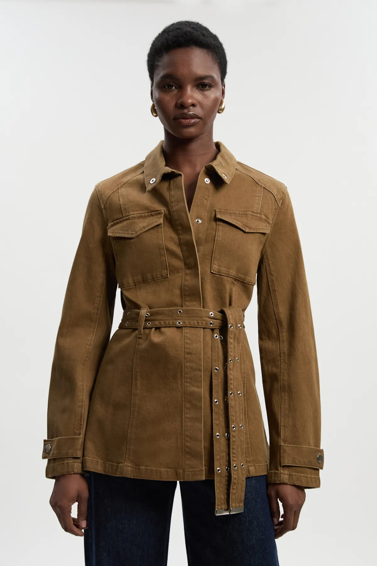 Denim Utility Belted Jacket | Karen Millen US