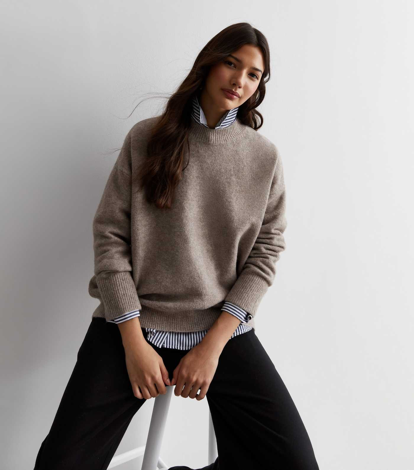 Mink Knit Crew Neck Oversized Jumper | New Look | New Look (UK)