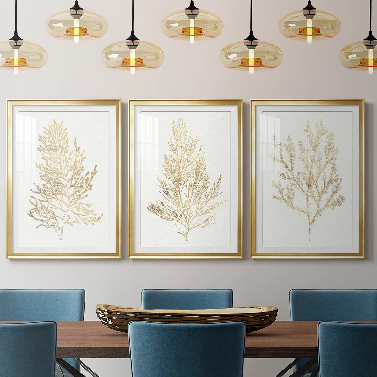Gilded Algae IV  -Custom Framed  Premium Print W Matt - 3 Pieces (Set of 3) | Wayfair North America