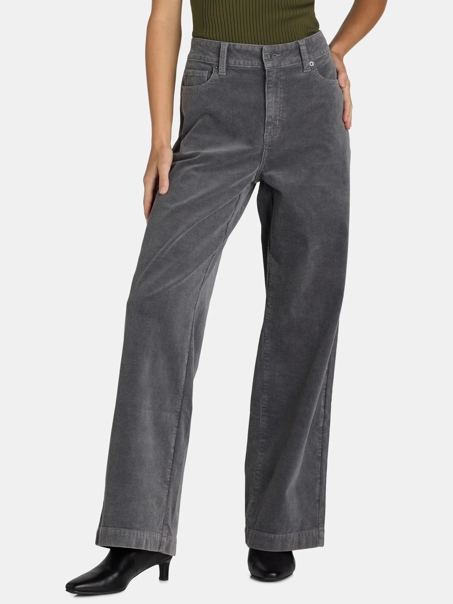 Time and Tru Women’s High Rise Corduroy Wide Leg Pants, Available in 28" and 30" Inseams, Sizes... | Walmart (US)