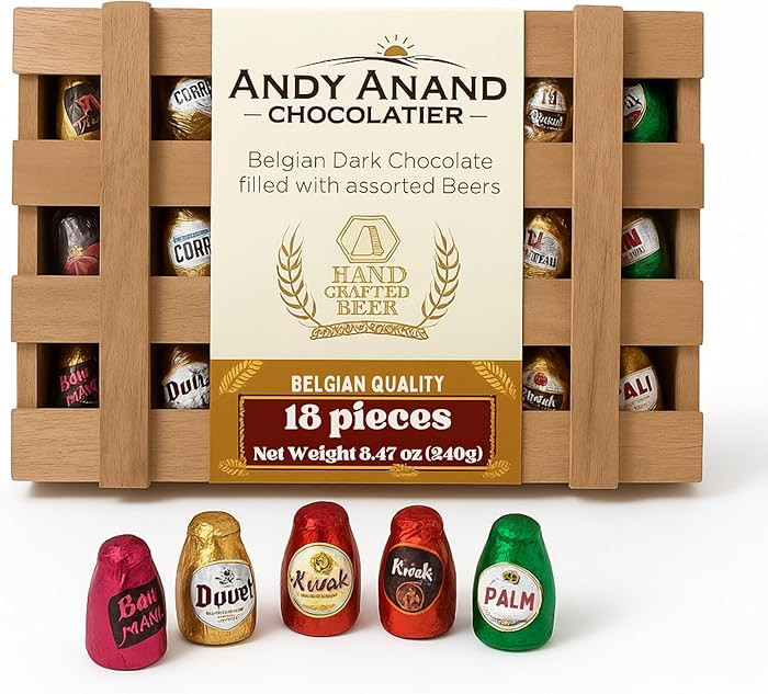 Andy Anand Chocolatier European Beer Flavored Dark Chocolate Bottles, Filled with Top-Shelf Beer,... | Amazon (US)