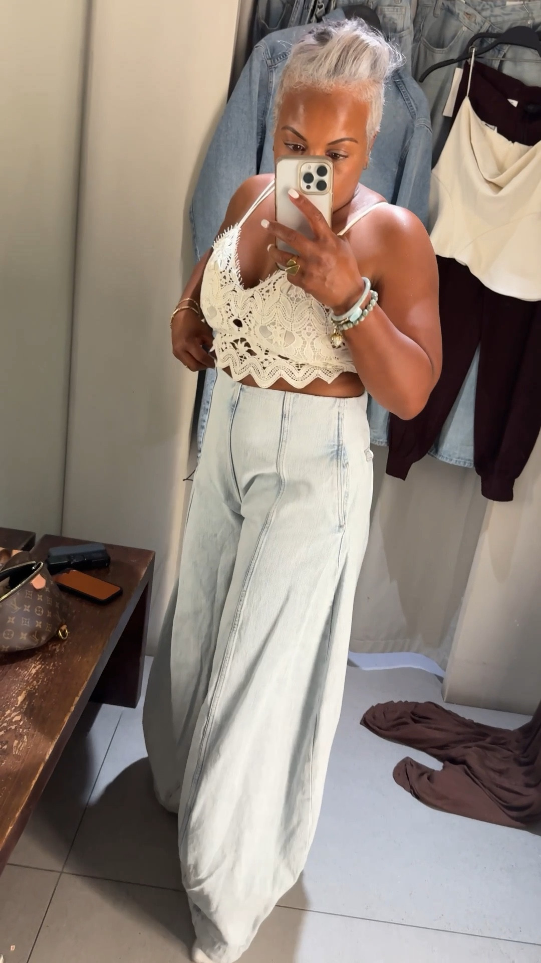 These denim pants are sooo cute💕 Can’t snap them right 😂 but the fabric is smooth, light, and perfectly wide.

For sizing reference: I'm 5'2 | 150lbs | ftts | wearing a medium

Disclaimer: some items may be limited availability 😫 but tagging a few similar pieces and linking what’s available! 🫶🏽


#outfitinspo #flyageless  #silverhair #pixiecut #shorthairstyle #midlife #fashionover40 #stylereel #LTKStyle #ootd #outfitcheck #outfitdetail #fitcheck #fashionover40 #casualchic #fashionreelcreator #silverhair #whattowearnow #greyhair #streetsyle #outiftinspo #casualchicstyle #LTKParty #LTKFashionFinds

#LTKOver40 #LTKStyleTip #LTKTravel