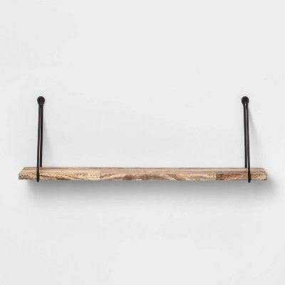 Wood Wall Shelf with Hanging Wire Natural/Black - Threshold™ | Target