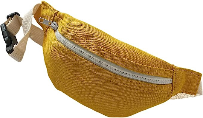 Unisex Boys' Girls' Waist Fanny Packs Solid Canvas Chest Crossbody Purse Bags 7 Colors (Yellow) | Amazon (US)