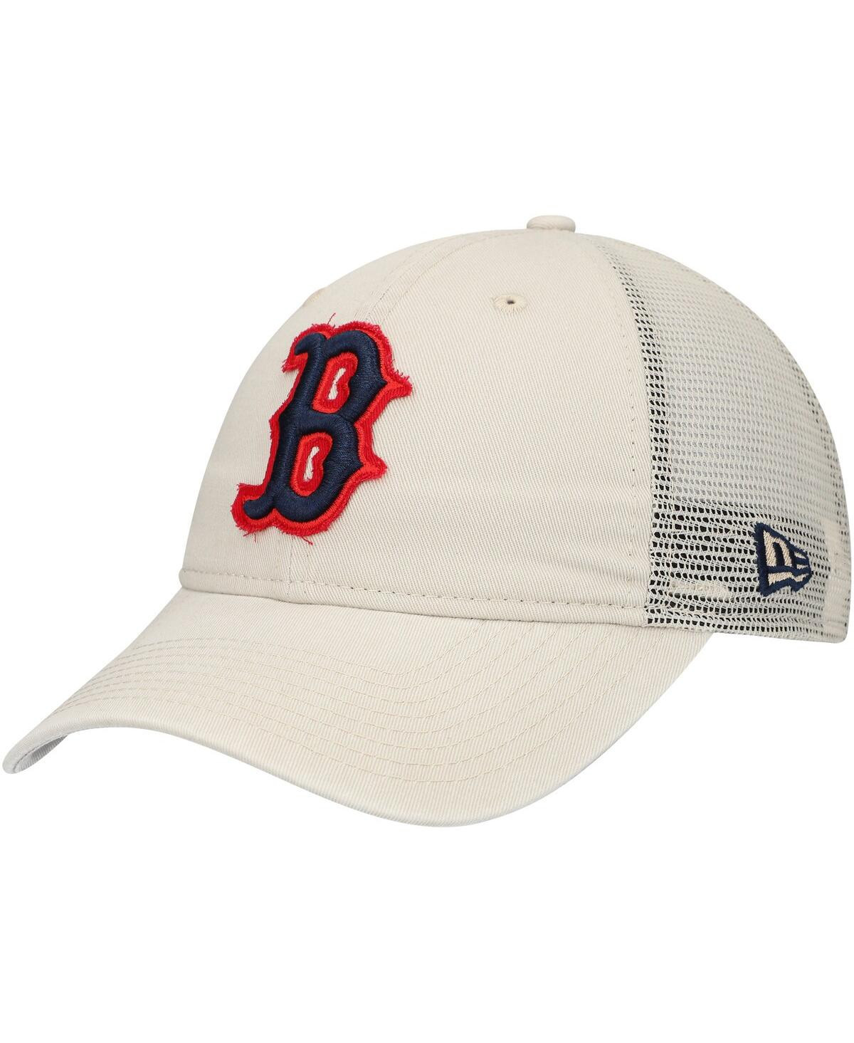 New Era Men's Stone Boston Red Sox Game Day 9Twenty Adjustable Trucker Hat - Stone | Macy's