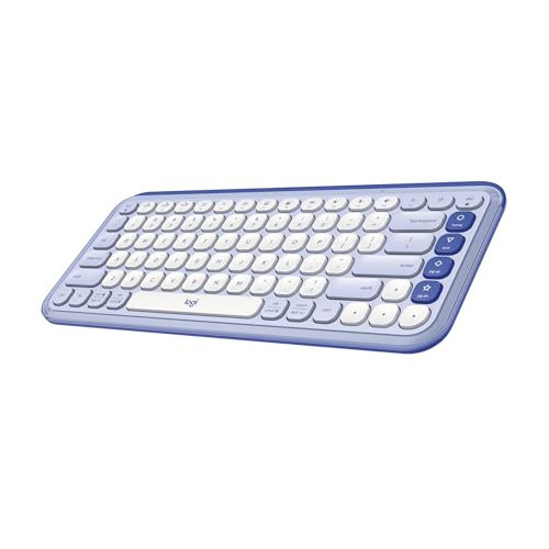 Logitech POP ICON Keys Wireless Bluetooth Keyboard, Comfortable Typing, Programmable Keys, Easy-Switch Between up to 3 Devices, for Laptop, Tablet, PC – Lilac and Off-White | Amazon (US)