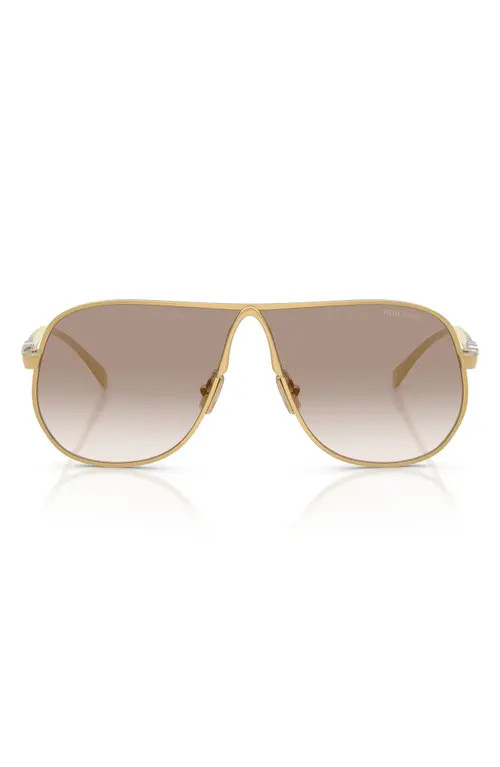 Miu Miu 66mm Oversize Pilot Sunglasses in Gold/clear Gradient Brown at Nordstrom | Nordstrom