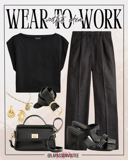 Effortless chic meets modern edge. Embrace comfort and style with a muscle t-shirt paired with wide-leg linen pants. Elevate the look with a crossbody bag, chainlink earrings, a chain necklace, buckle belt, and heeled sandals. Command attention with a fashion-forward ensemble that exudes confidence and individuality.

#LTKstyletip #LTKworkwear #LTKSeasonal