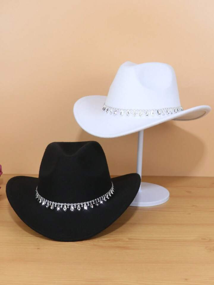 1pc Western Style Knitted Felt Wide Brim Cowboy Hat, Unisex, Great For Outdoor Parties And Music ... | SHEIN