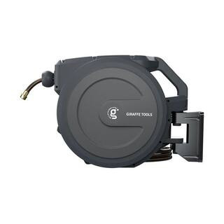 Garden Retractable Hose Reel-1/2 in.-100 ft.,Mental Bracket, Wall Mounted, Dark Grey | The Home Depot