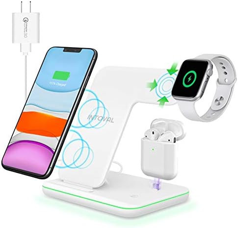Intoval Wireless Charger, 3 in 1 Charger for iPhone/iWatch/Airpods, Qi-Certified Charging Station... | Amazon (US)