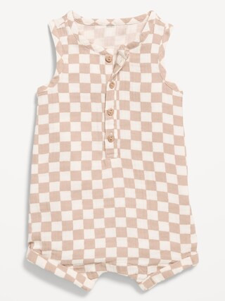 Sleeveless Double-Weave Henley One-Piece Romper for Baby | Old Navy (US)