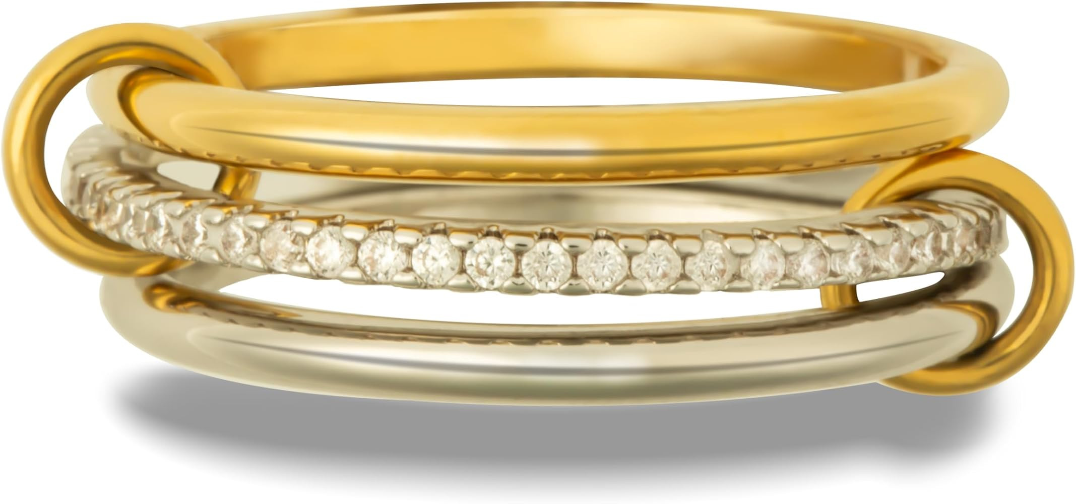 Stackable Rings for Women, Multicolored Connected Ring Set, Gold Silver Multi-Link Connected Ring... | Amazon (US)