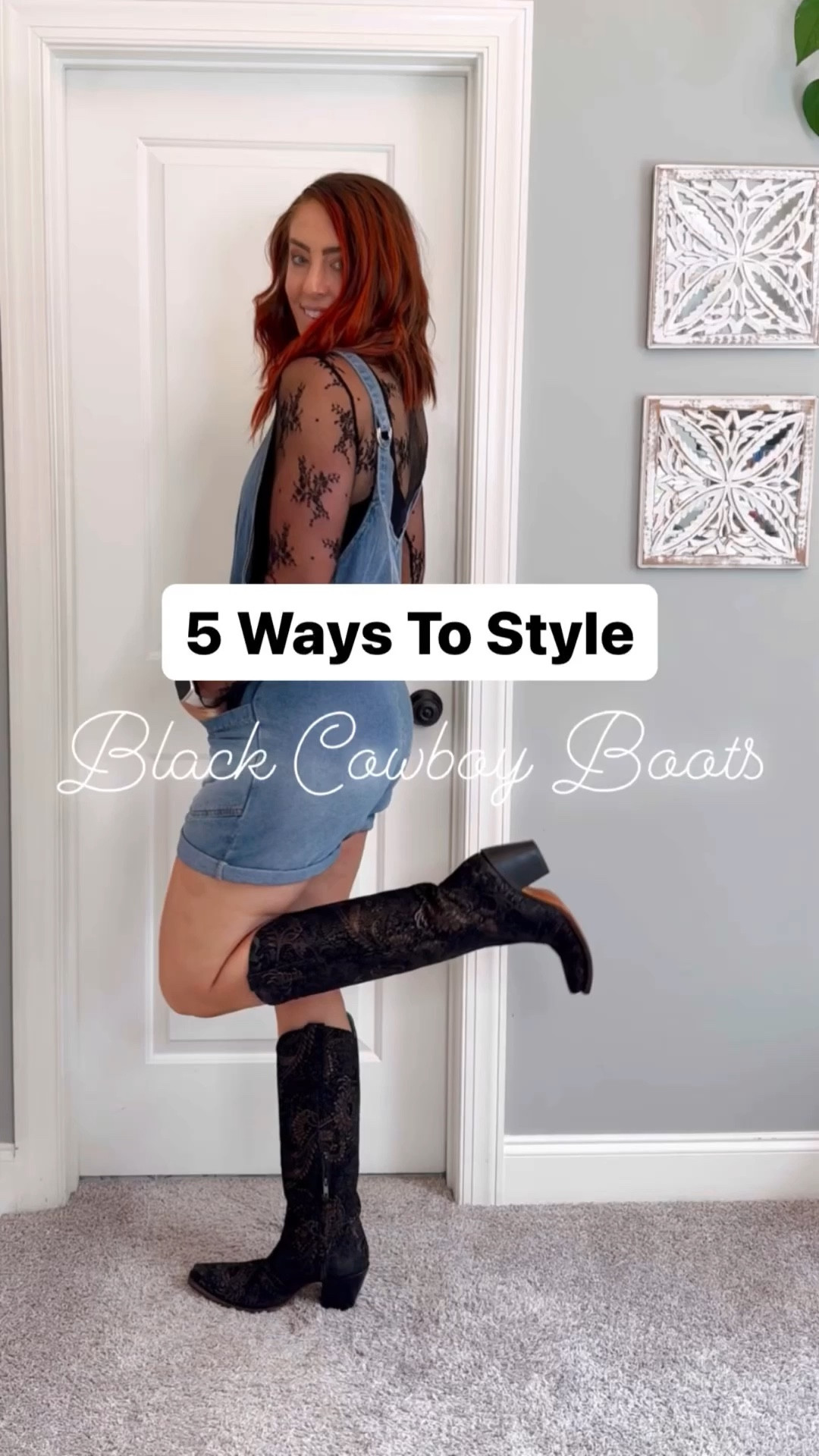 5 ways to style black Cowboy boots!  These looks would be perfect for a 🤠 country concert outfit or a 🍁 fall outfit for night out as we change seasons! These looks are tall girl friendly and I am obsessed with my black Corral boots! 😍

All shirts, bodysuit, and tube top are a size medium. 
Overalls are a medium
American eagle shorts are a size 8
Skirt is a size medium
Cropped Denim Jacket is size large
Black midi dress is a medium and is on sale right now! 
White boho sheer kimono is OS. 

Amazon fashion | tall girl fashion | size 8 fashion | size 8 | Tall girl outfit | tall girl fashion | midsize fashion size 8 | midsize | tall fashion | tall women | winter outfit ideas | casual cute outfits | fashion over 35

#tallwomenfashion #tallgirlfashion #tallfashion #blackboots #falloutfit

#LTKStyleTip #LTKShoeCrush #LTKParties