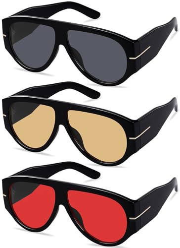 Amazon.com: YMRFW Oversized Retro Aviator Sunglasses for Women Men Trend 70s Thick Classic Vintag... | Amazon (US)