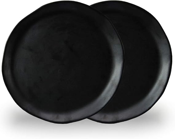10.5-Inch Matte Black Ceramic Dinner Plates, Set of 2 – Modern Stoneware Plates for Everyday & ... | Amazon (US)