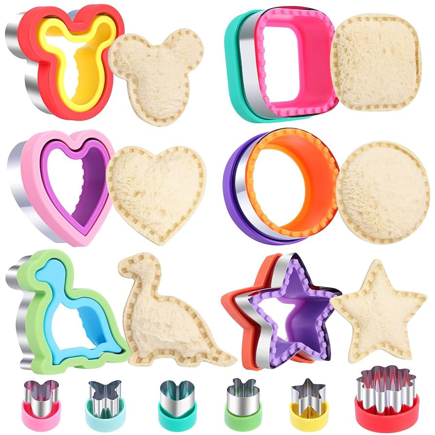 12 Pcs Sandwich Cutter and Sealer Set, Bread Decruster Pancake Maker DIY Cookie Cutters Vegetable... | Amazon (US)