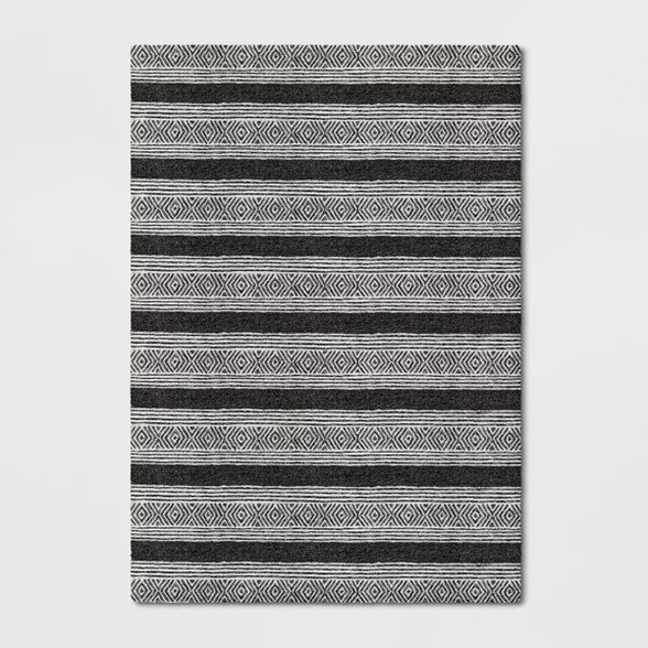 Ravinia Stripe Hand Tufted Rug Black/White - Threshold™ | Target