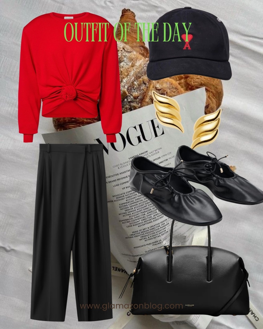 Mango shoes, flat shoes, mango trousers, red top, Ami Paris cap, demellier bag 

#LTKuk #LTKspring #LTKFashionMonth