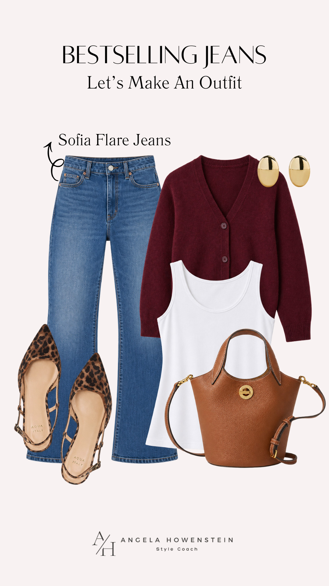 These bestselling Paige Sofia Flare Jeans are the perfect foundation for an effortlessly chic outfit. I paired them with a rich burgundy cardigan, a classic white tank, leopard slingbacks, and a warm cognac bag for a timeless look that transitions beautifully into fall.

Would you wear the cardigan buttoned up or layered over the tank?

👩‍💻 LTK PRO TIPS
❤️ Heart = Support my posts ;-)
🔖 Save = Get sale & restock alerts for the things you love!
📋 Lists = Keep favorites organized.
📲 Share = Send lists and products to a friend.
💬 Comment = Ask me anything, and I'll answer. ;-) 

 #LTKootd #LTKSeasonal #LTKOver40