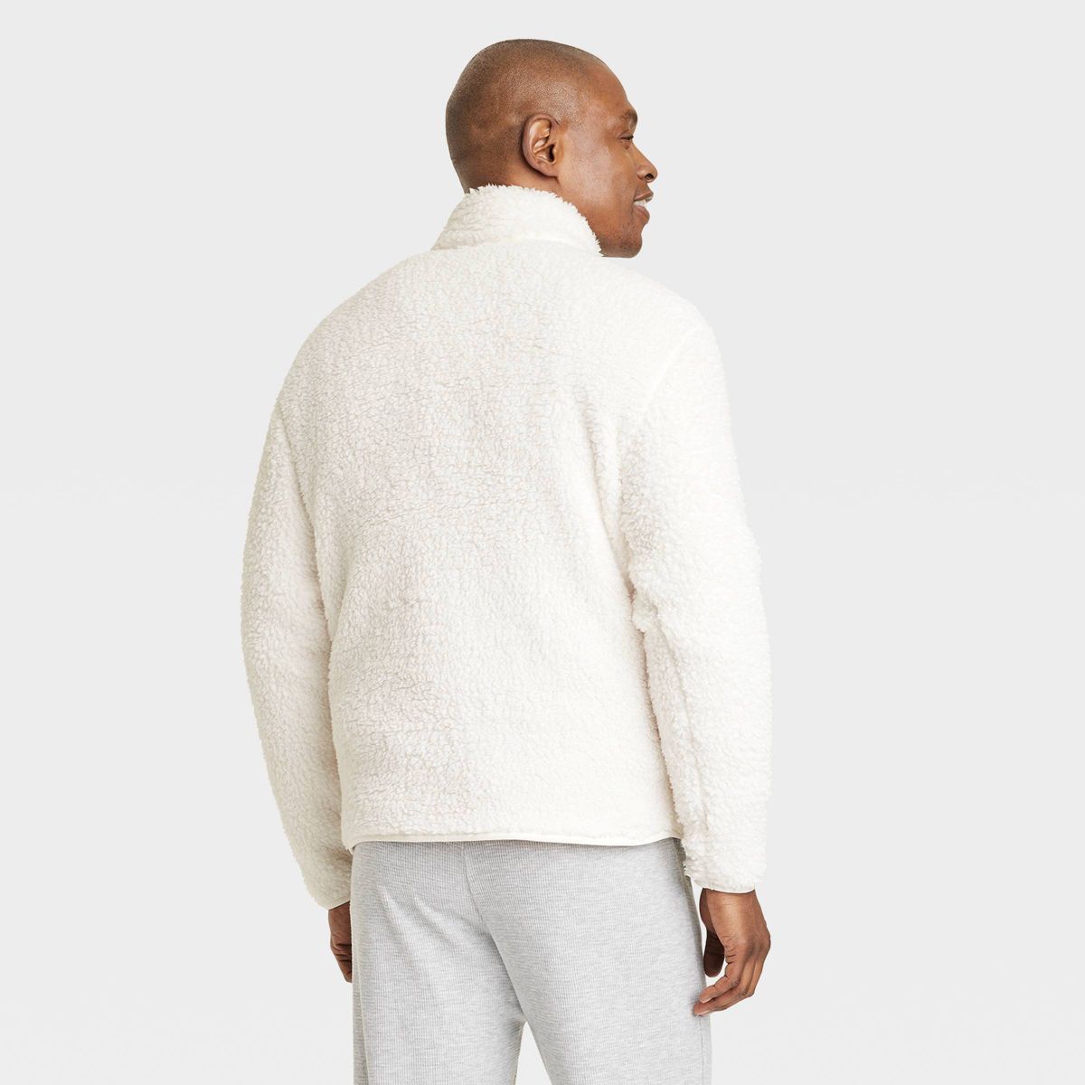 Men's Faux Shearling Matching Family Half Zip-Up Sweatshirt - Wondershop™ White | Target