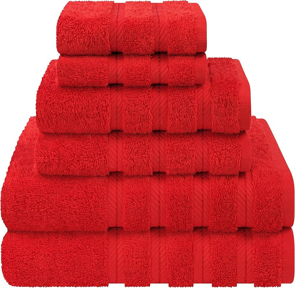 American Soft Linen Luxury 6 Piece Towel Set, 2 Bath Towels 2 Hand Towel 2 Washcloths, 600 GSM 10... | Amazon (US)