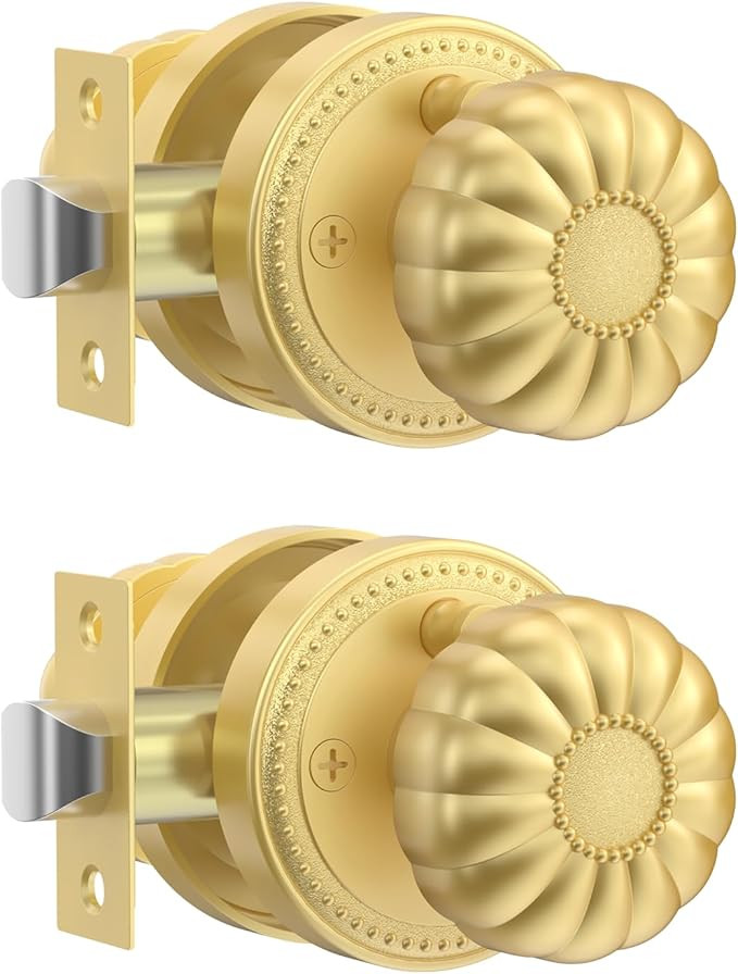 Amerdeco 2 Pack Privacy Brushed Gold Door Knobs,Gold Door Knobs Interior,Heavy Duty Bedroom and B... | Amazon (US)