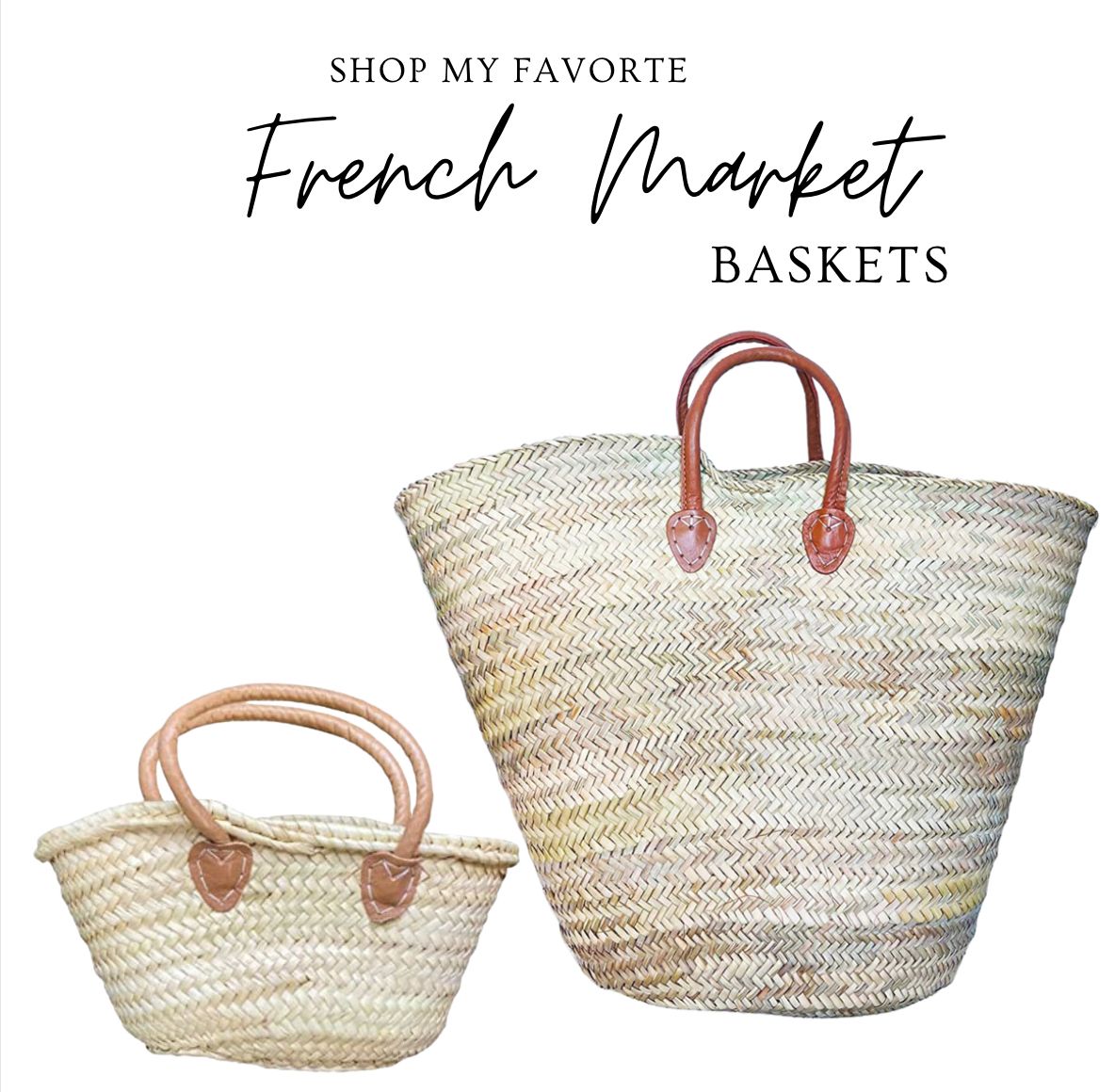 FRENCH BASKET straw bag with leather handles beach bag, straw bag, french market basket, wicker b... | Amazon (US)