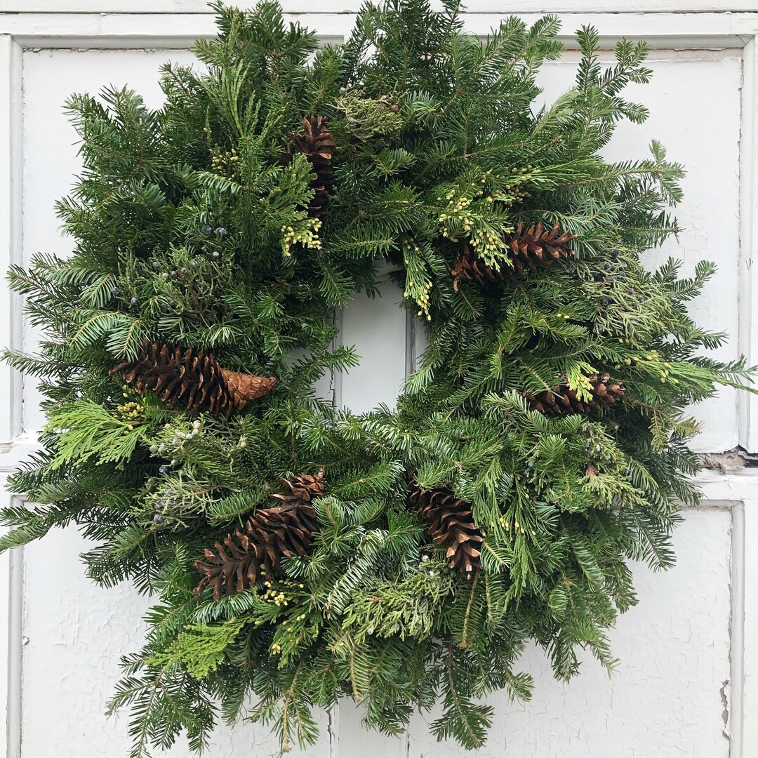 Handmade Maine Classic Holiday Balsam Fir Evergreen Wreath -front Door Size (22”-24”) PRE-ORD... | Etsy (US)