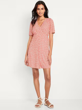 Button-Down Crepe Mini Dress | Old Navy (US)