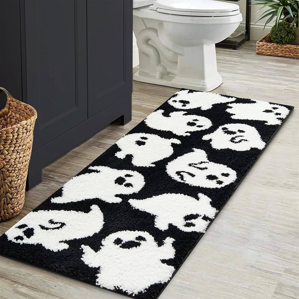 Estmy Cute Ghost Area Runner Rugs Non Slip Washable Black Vintage Gothic Halloween Fall 2x4.3 Run... | Amazon (US)